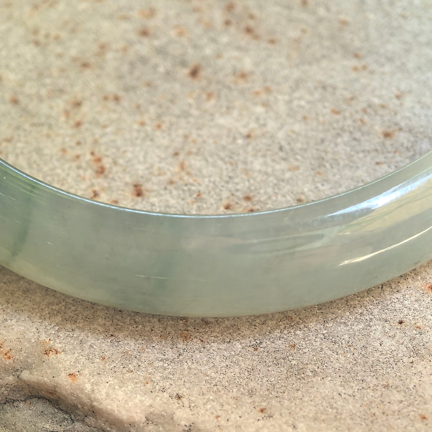 Natural Grade-A Icy Glutinous Light Green Floating Green D-Shape Jadeite Bangle · Burmese Jade 54mm
