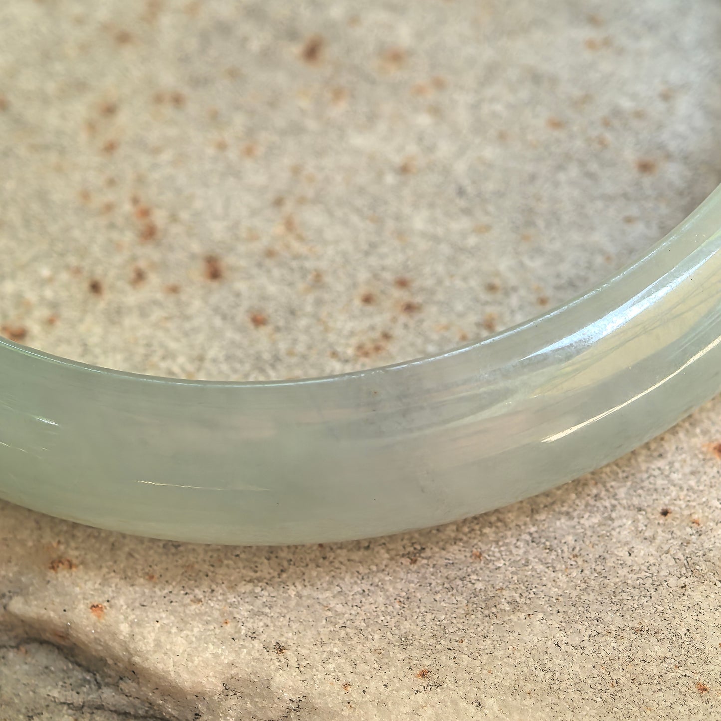 Natural Grade-A Icy Glutinous Light Green Floating Green D-Shape Jadeite Bangle · Burmese Jade 54mm