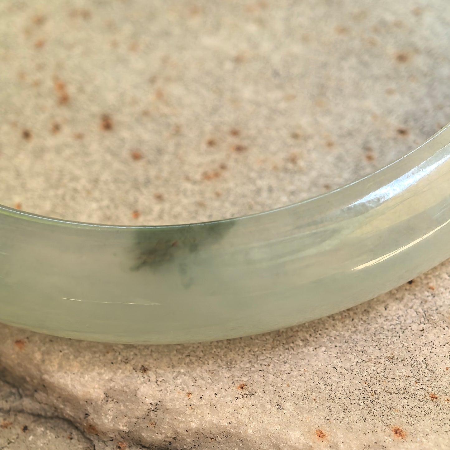 Natural Grade-A Icy Glutinous Light Green Floating Green D-Shape Jadeite Bangle · Burmese Jade 54mm