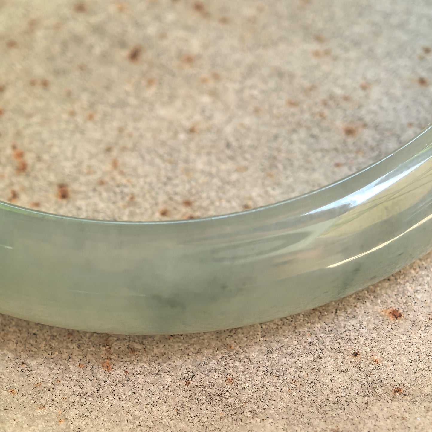 Natural Grade-A Icy Glutinous Light Green Floating Green D-Shape Jadeite Bangle · Burmese Jade 54mm