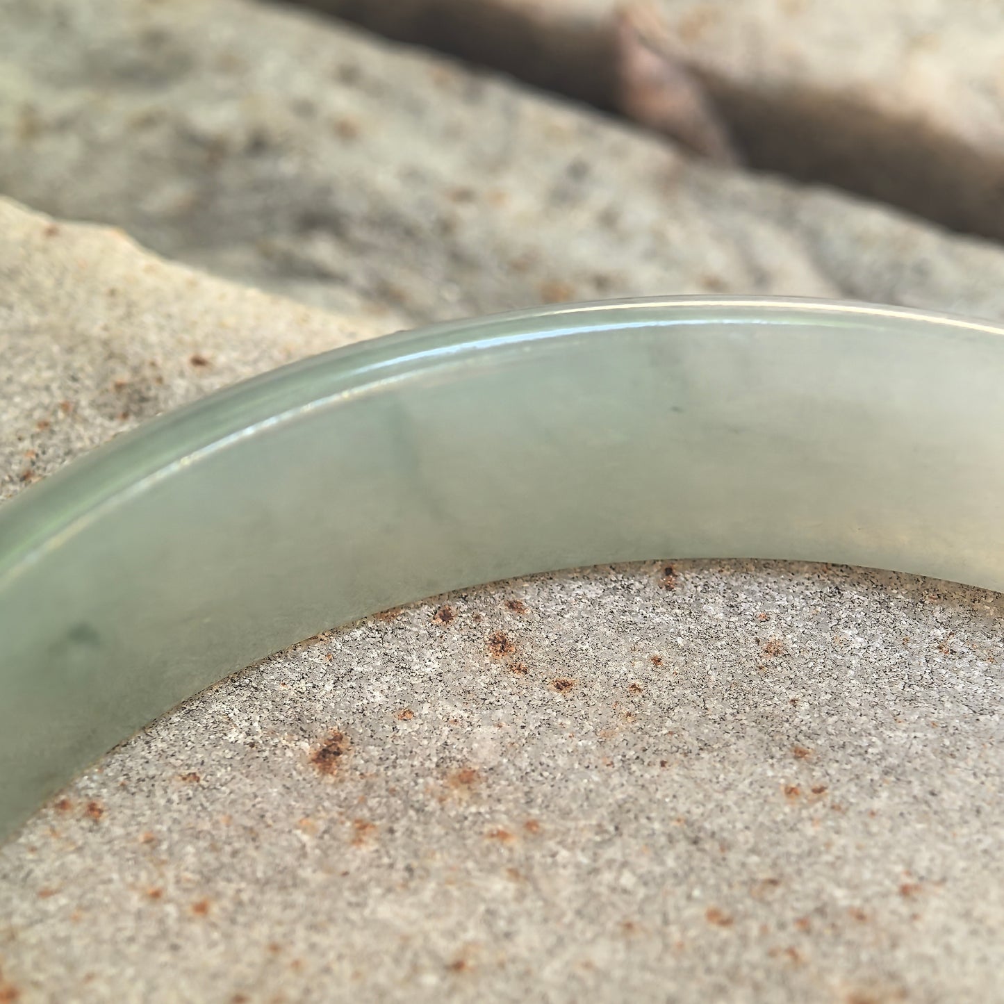 Natural Grade-A Icy Glutinous Light Green Floating Green D-Shape Jadeite Bangle · Burmese Jade 54mm
