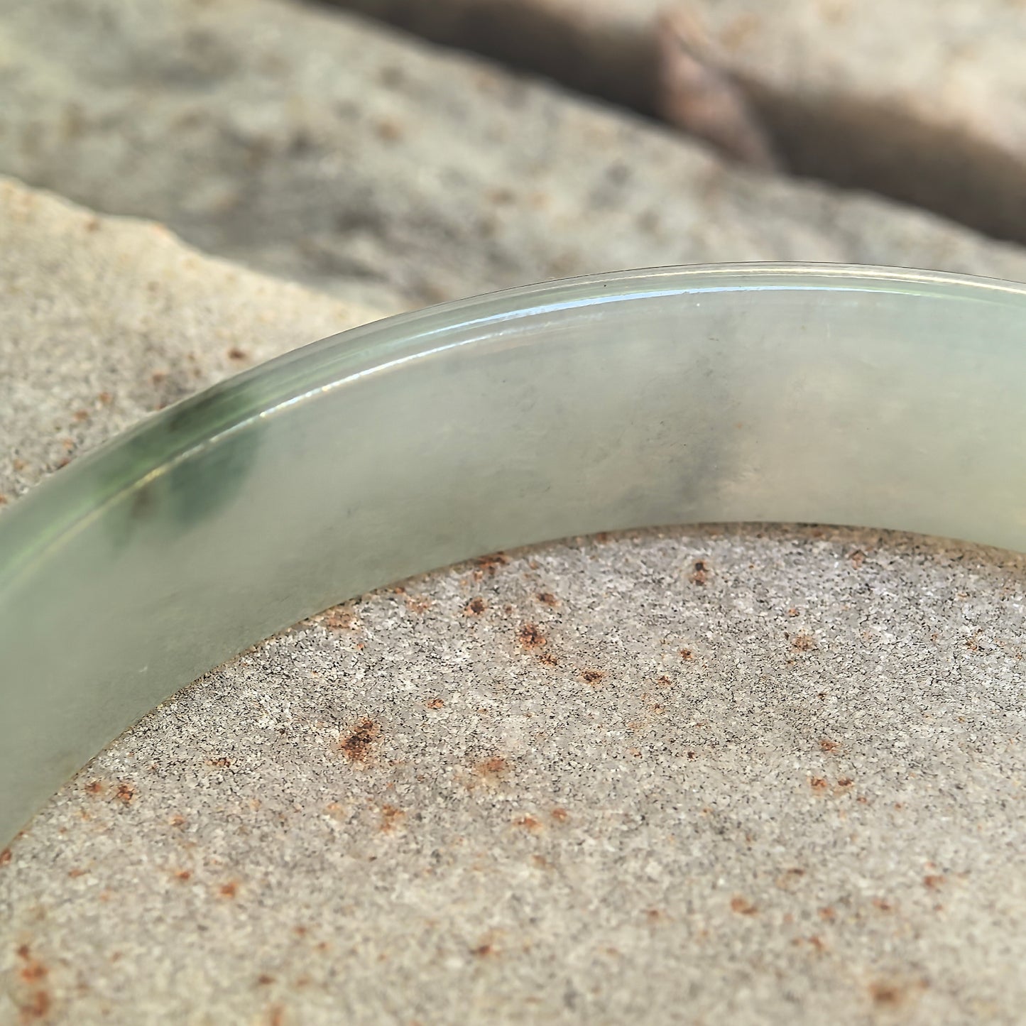 Natural Grade-A Icy Glutinous Light Green Floating Green D-Shape Jadeite Bangle · Burmese Jade 54mm