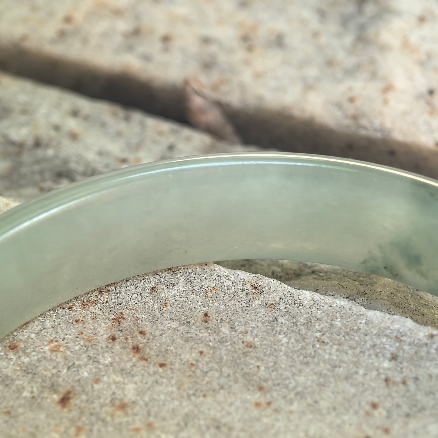Natural Grade-A Icy Glutinous Light Green Floating Green D-Shape Jadeite Bangle · Burmese Jade 54mm