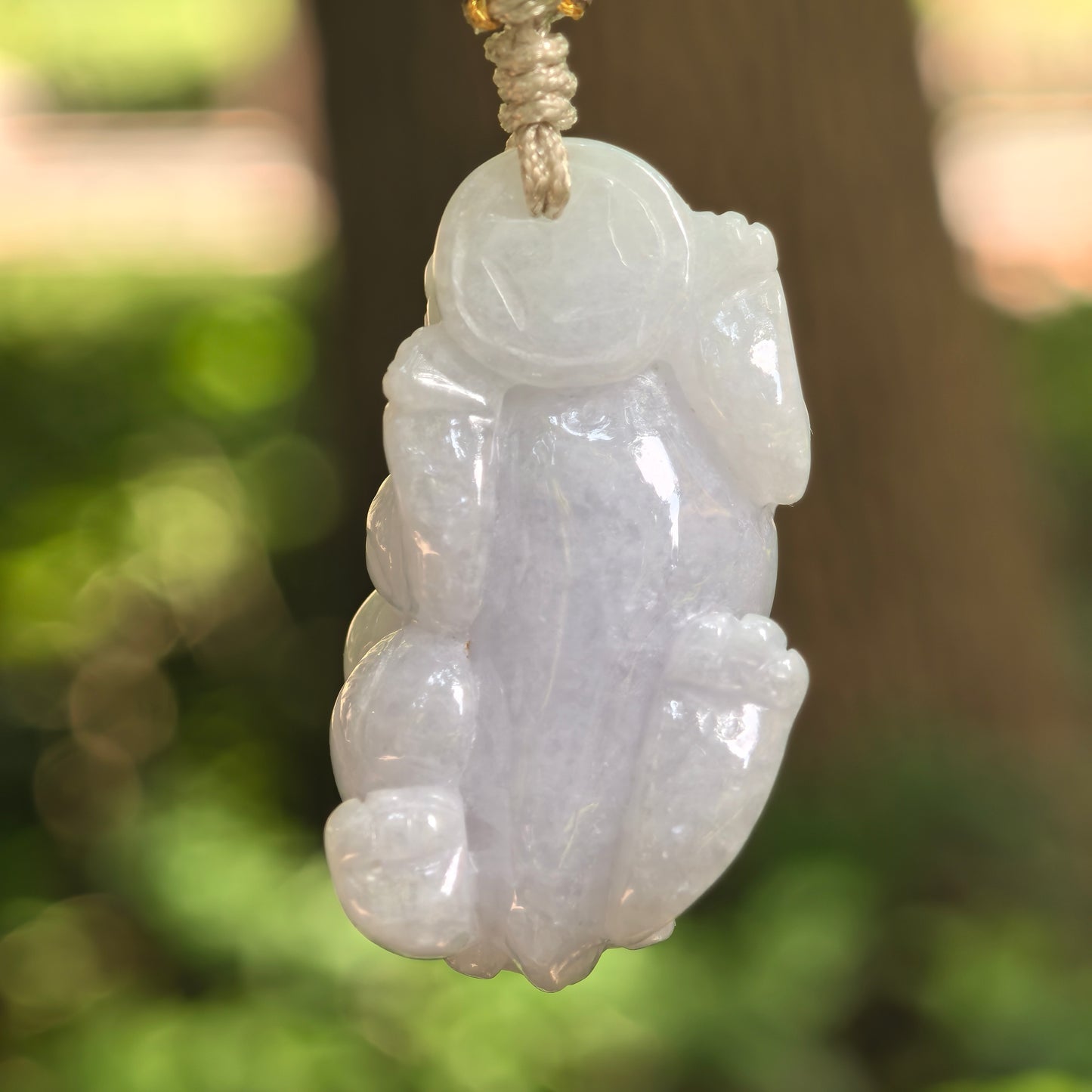 Natural Grade-A Glutinous Pale Lavender Pixiu Jadeite Pendant · Burmese Jade