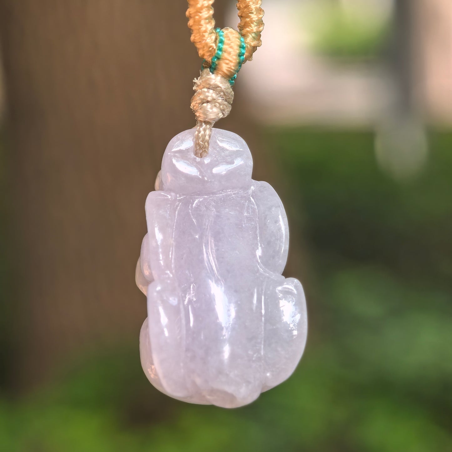 Natural Grade-A Glutinous Pale Lavender Pixiu Jadeite Pendant · Burmese Jade