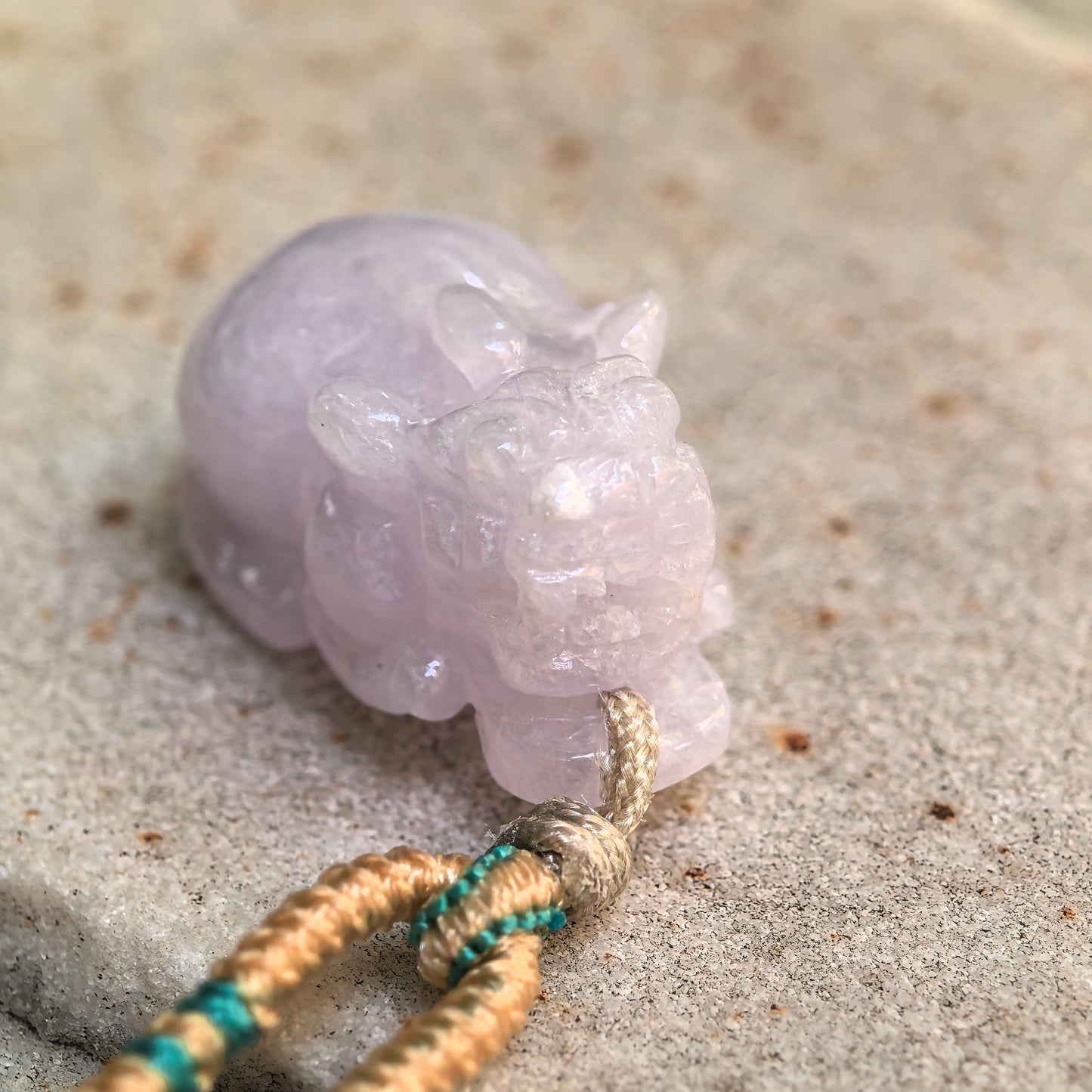 Natural Grade-A Glutinous Pale Lavender Pixiu Jadeite Pendant · Burmese Jade