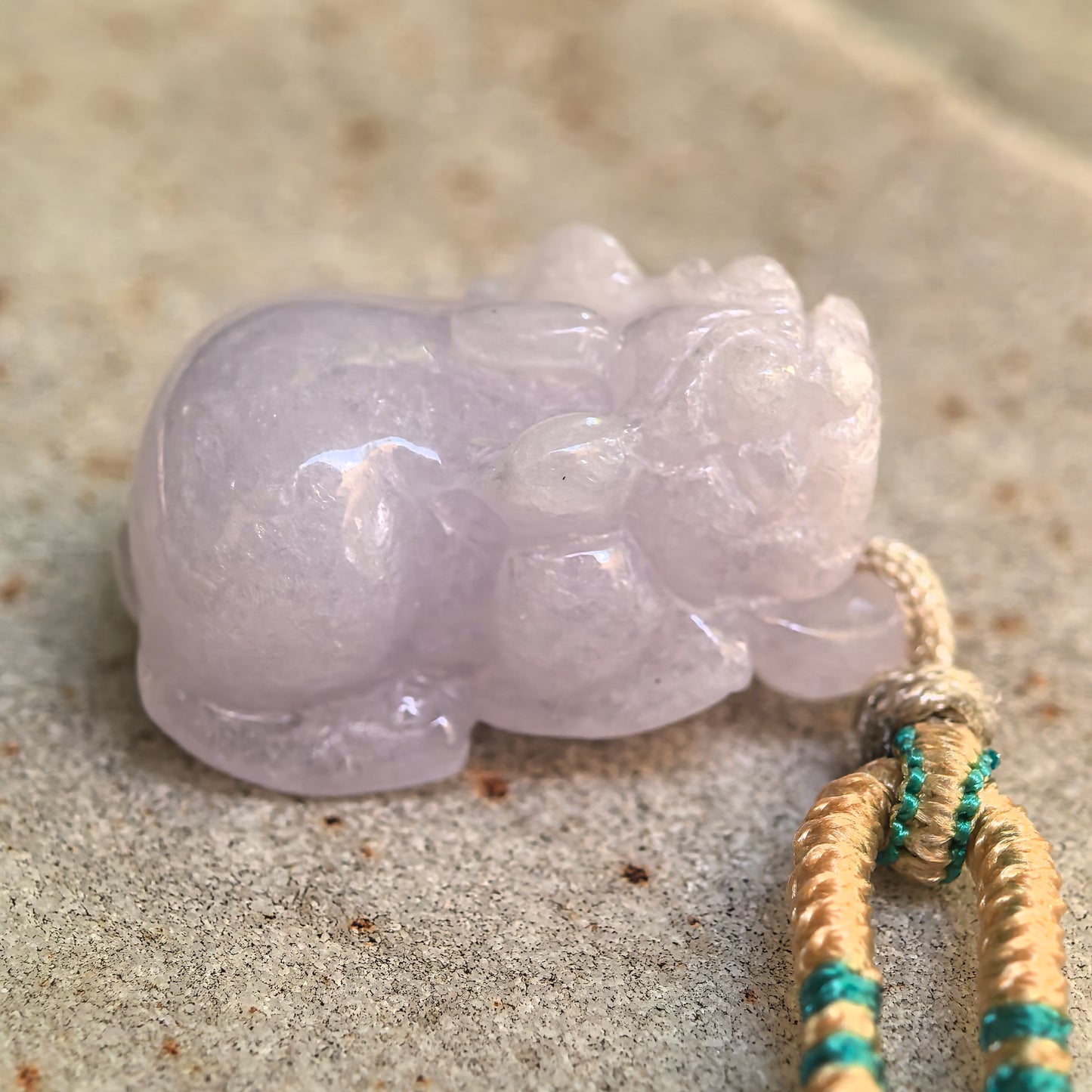 Natural Grade-A Glutinous Pale Lavender Pixiu Jadeite Pendant · Burmese Jade