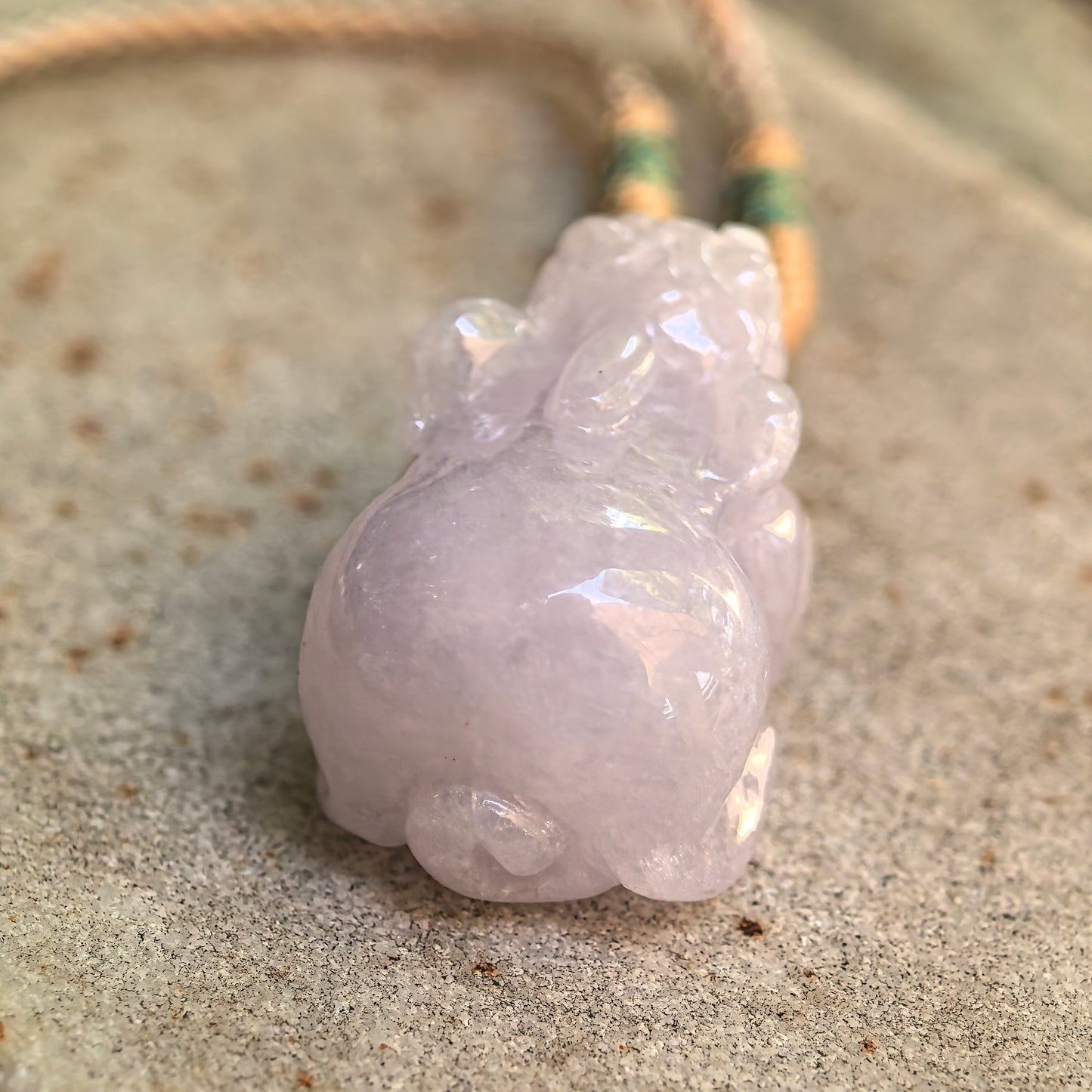 Natural Grade-A Glutinous Pale Lavender Pixiu Jadeite Pendant · Burmese Jade