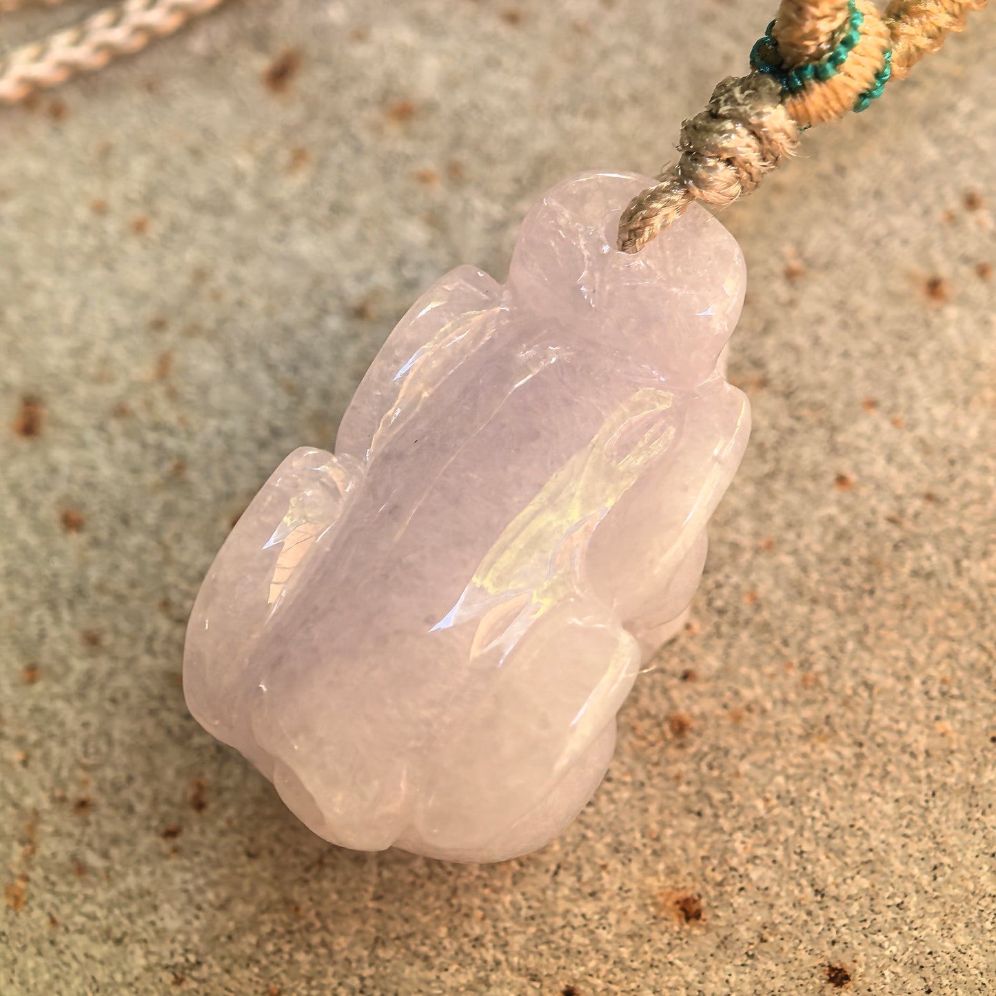 Natural Grade-A Glutinous Pale Lavender Pixiu Jadeite Pendant · Burmese Jade
