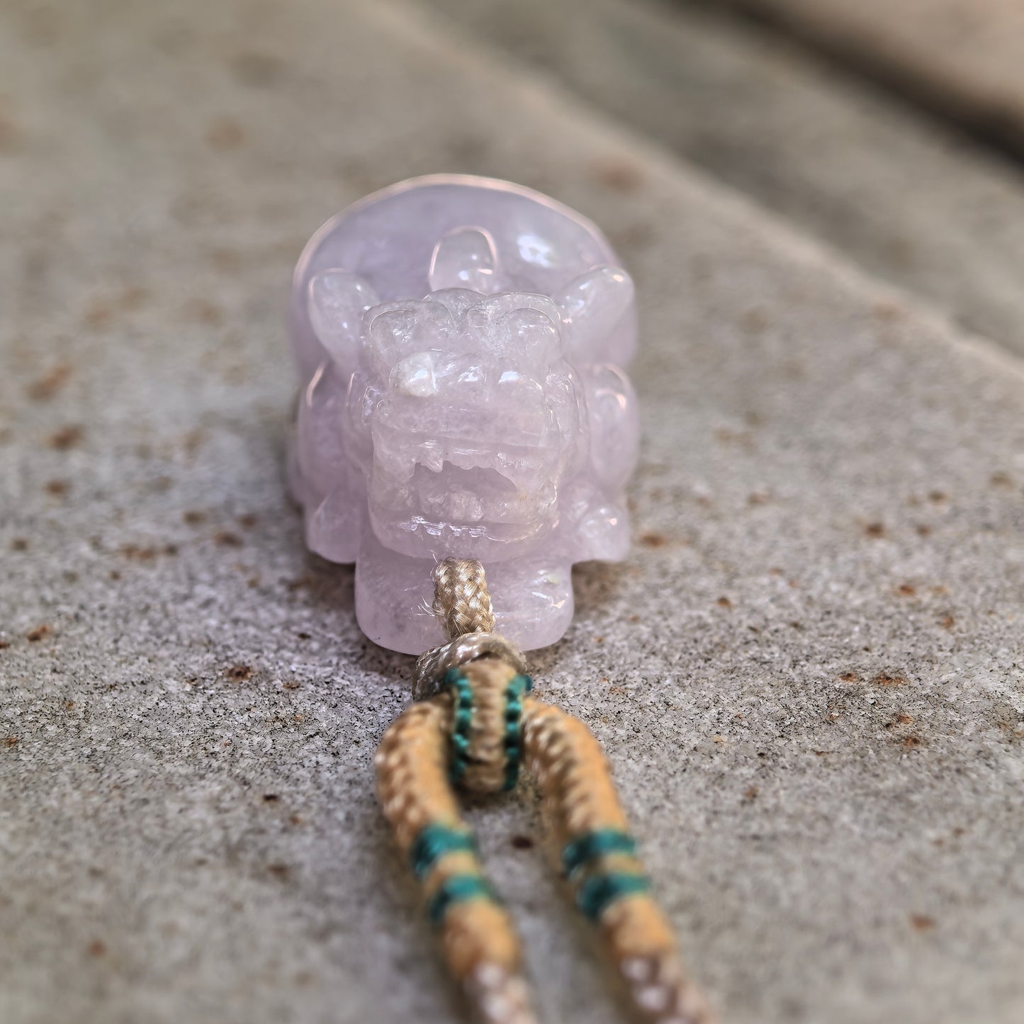 Natural Grade-A Glutinous Pale Lavender Pixiu Jadeite Pendant · Burmese Jade