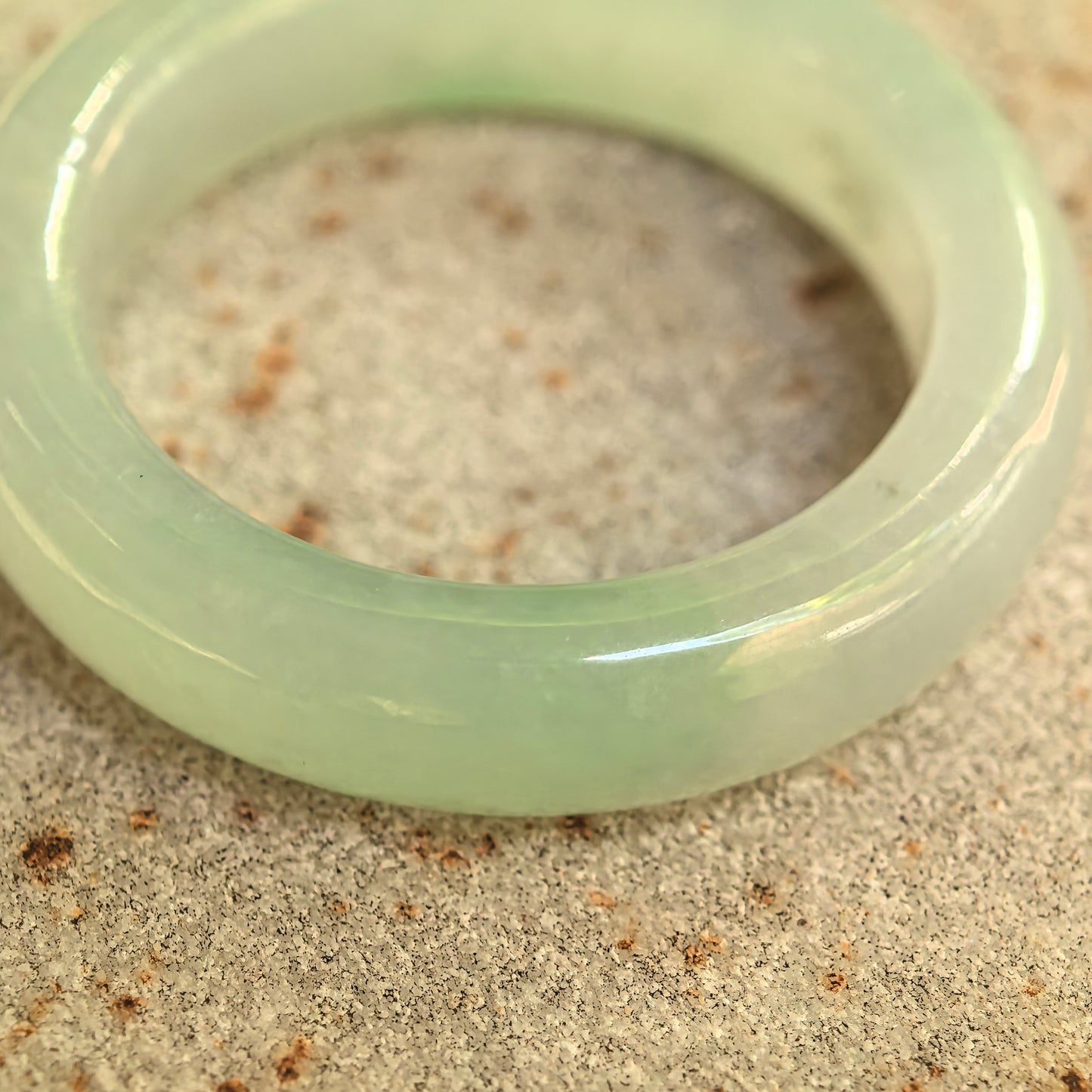 Natural Grade-A Icy Glutinous Light Green Round Jadeite Ring Band · Burmese Jade US9.5