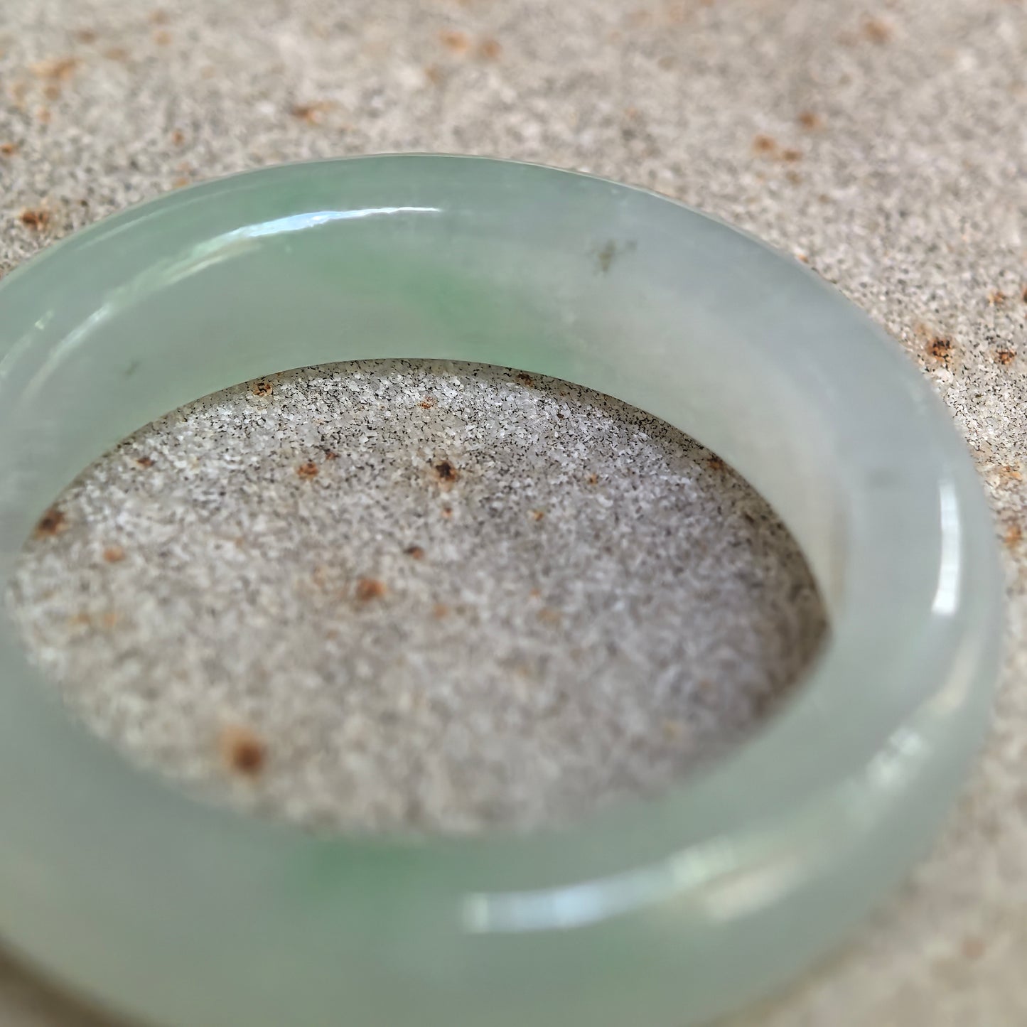 Natural Grade-A Icy Glutinous Light Green Round Jadeite Ring Band · Burmese Jade US9.5