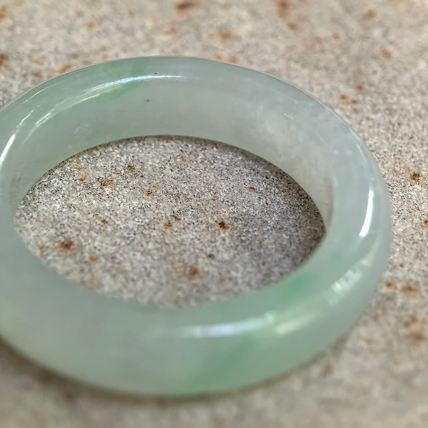 Natural Grade-A Icy Glutinous Light Green Round Jadeite Ring Band · Burmese Jade US9.5