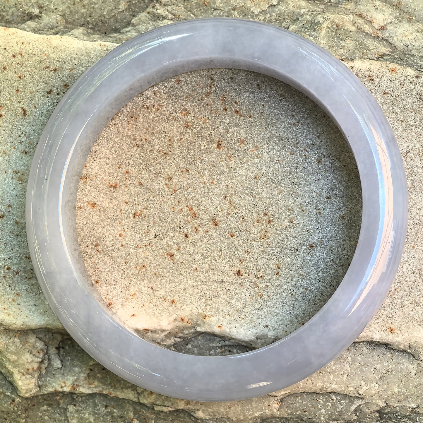 Glutinous Violet Jadeite D-Shape Bangle – 55mm