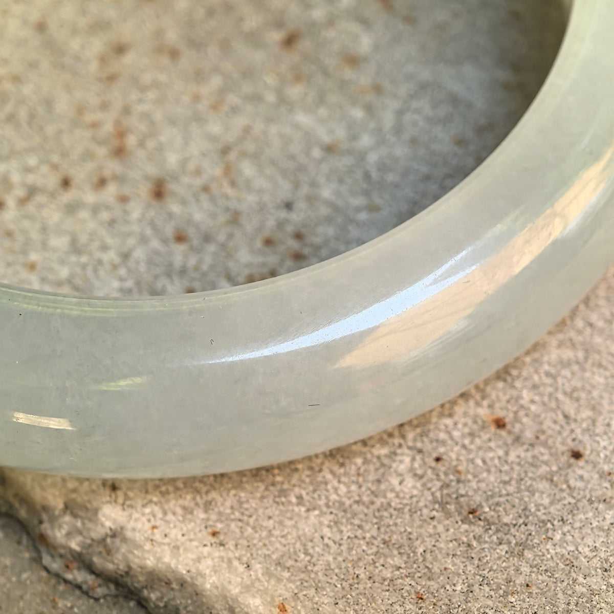 Icy Glutinous White D-Shape Jadeite Bangle – 53mm