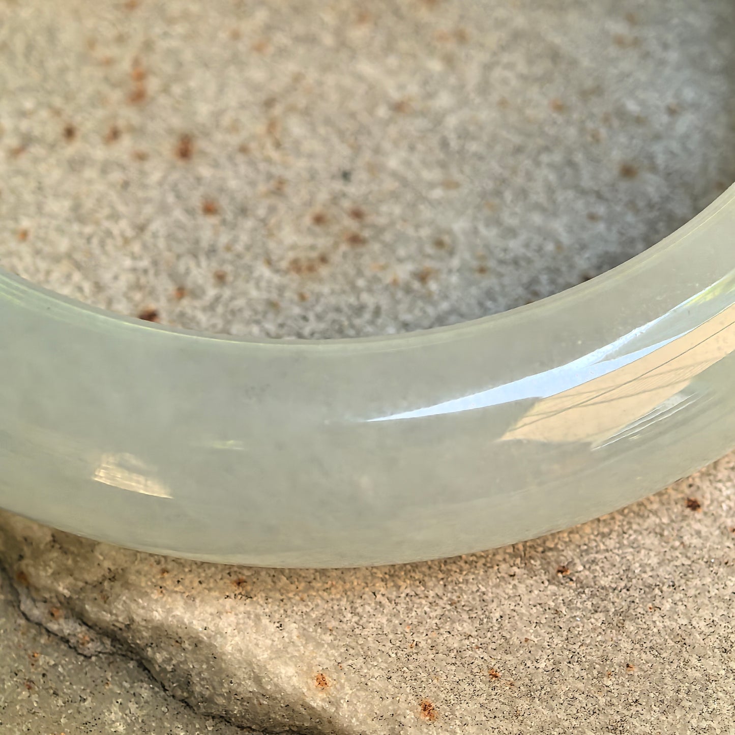 Icy Glutinous White D-Shape Jadeite Bangle – 53mm