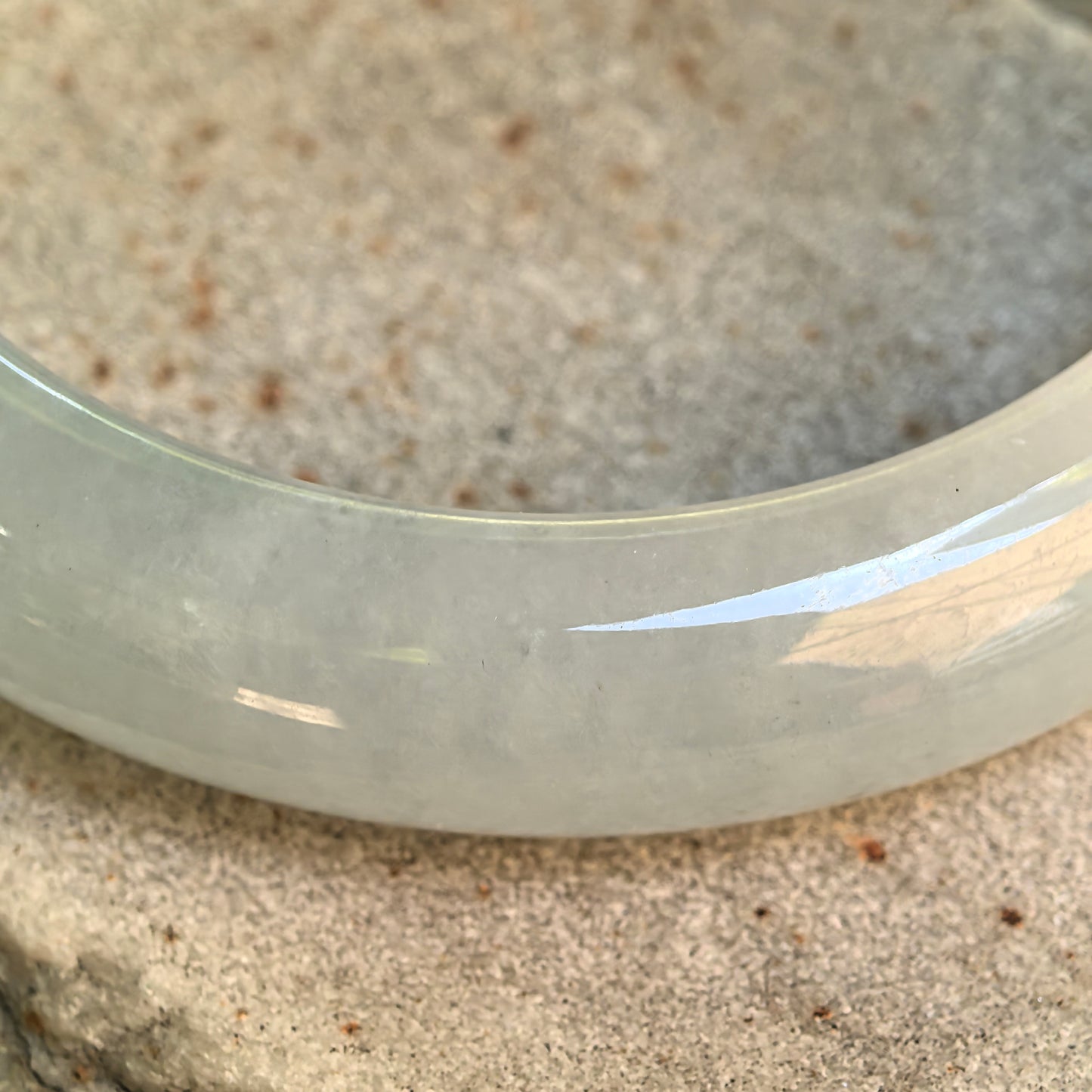 Icy Glutinous White D-Shape Jadeite Bangle – 53mm