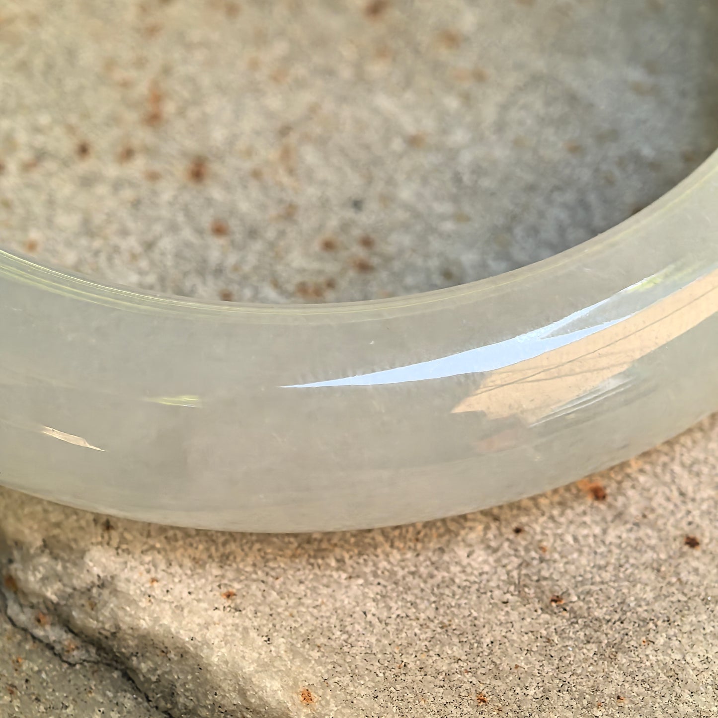 Icy Glutinous White D-Shape Jadeite Bangle – 53mm