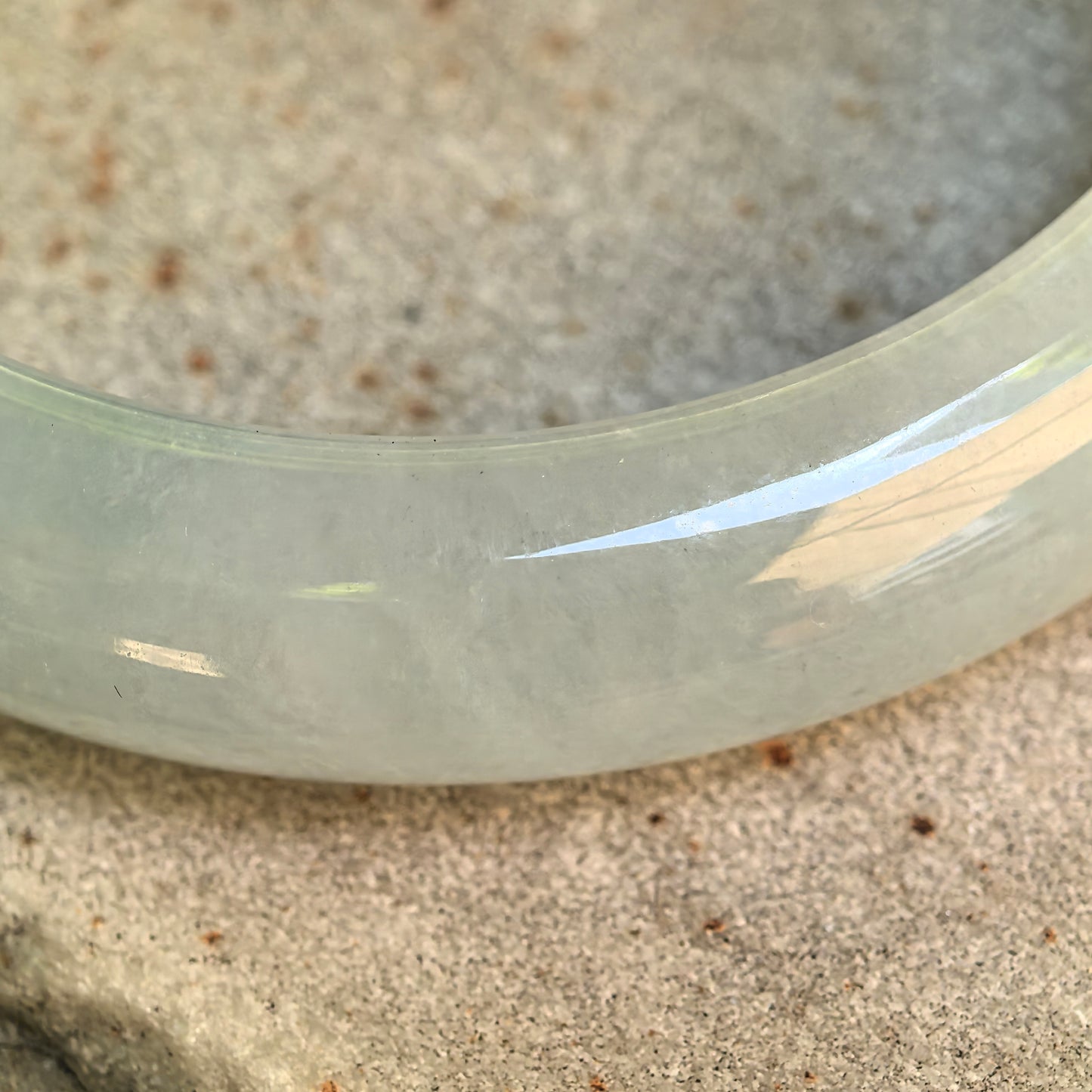 Icy Glutinous White D-Shape Jadeite Bangle – 53mm