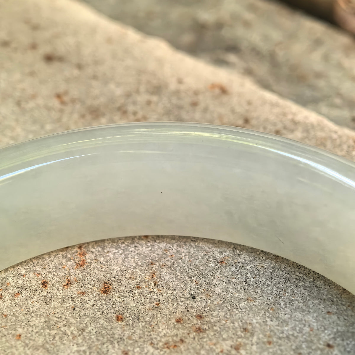 Icy Glutinous White D-Shape Jadeite Bangle – 53mm