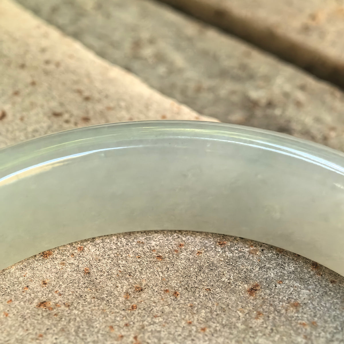 Icy Glutinous White D-Shape Jadeite Bangle – 53mm