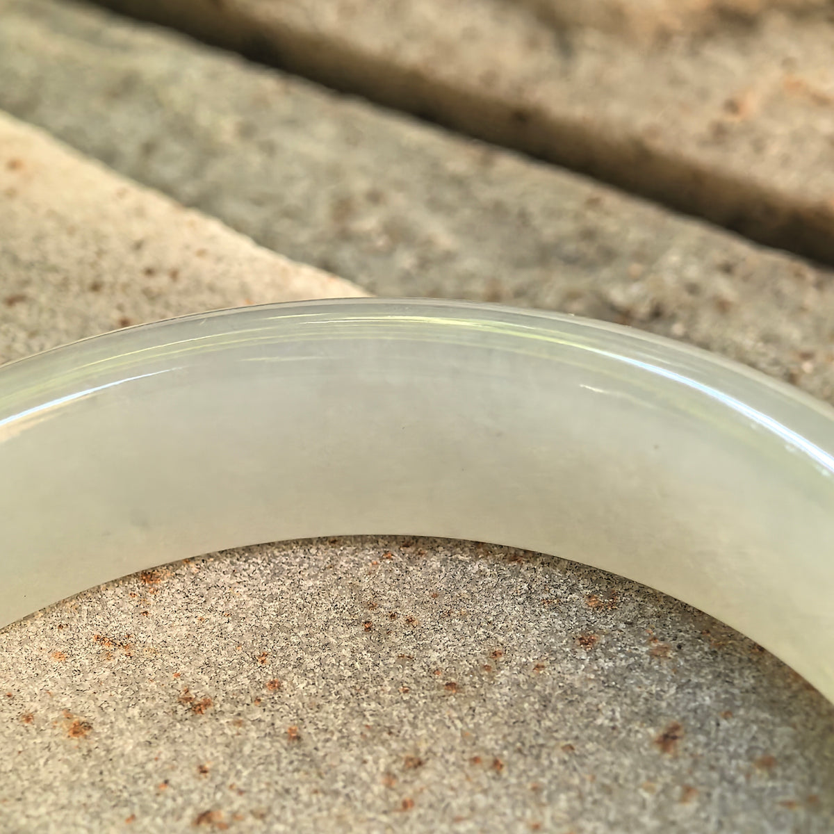 Icy Glutinous White D-Shape Jadeite Bangle – 53mm