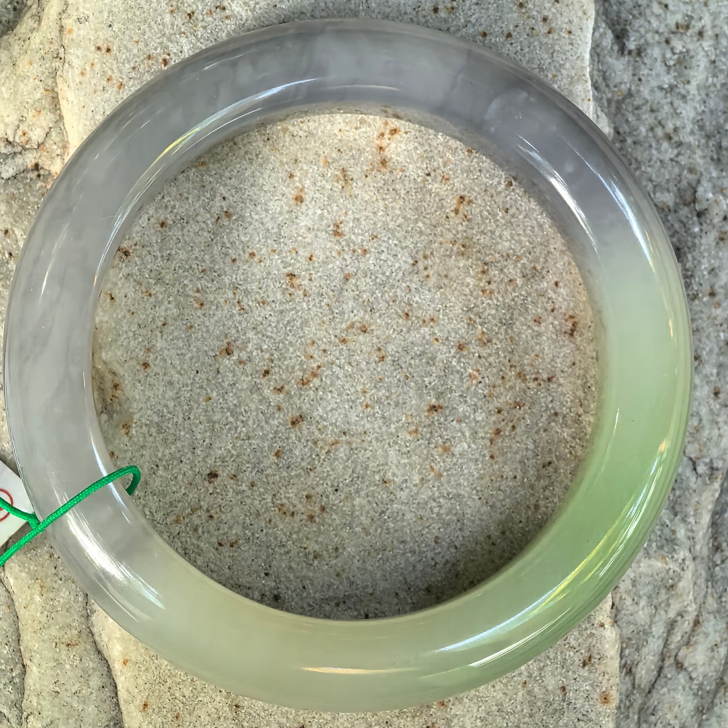 Smoky Purple & Celadon Green Two-tone D-Shape Nephrite Bangle – 54mm