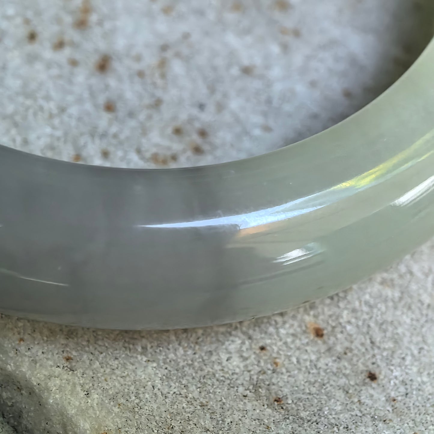 Smoky Purple & Celadon Green Two-tone D-Shape Nephrite Bangle – 54mm