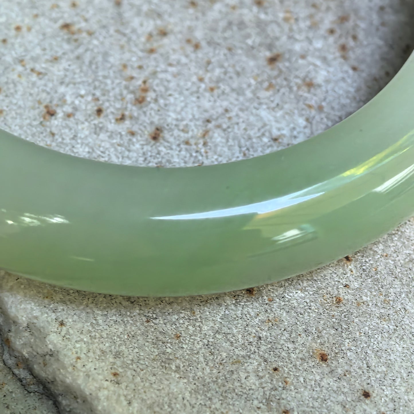 Smoky Purple & Celadon Green Two-tone D-Shape Nephrite Bangle – 54mm