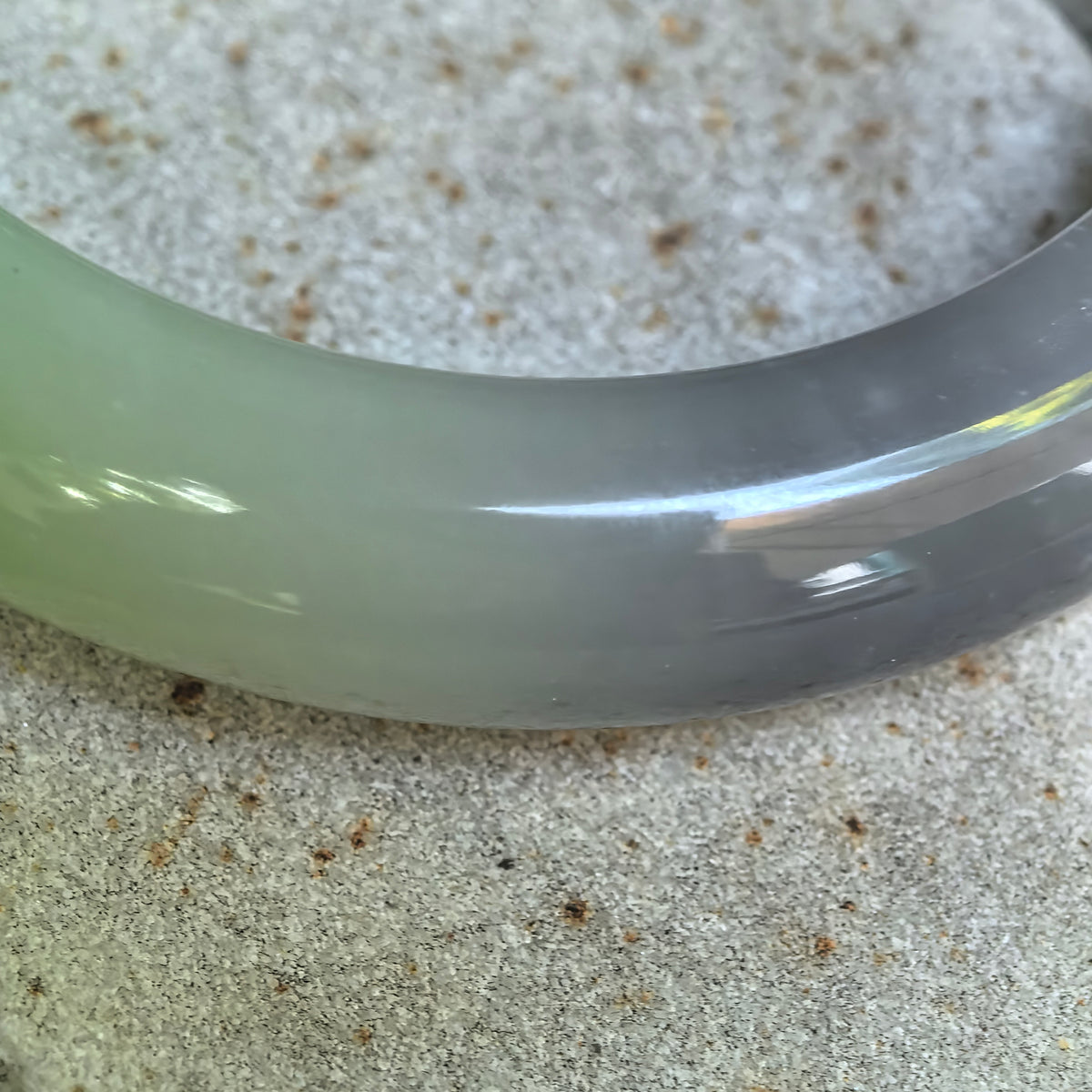 Smoky Purple & Celadon Green Two-tone D-Shape Nephrite Bangle – 54mm