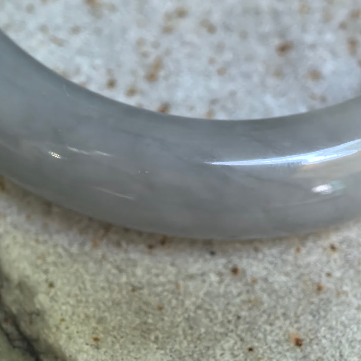 Smoky Purple & Celadon Green Two-tone D-Shape Nephrite Bangle – 54mm