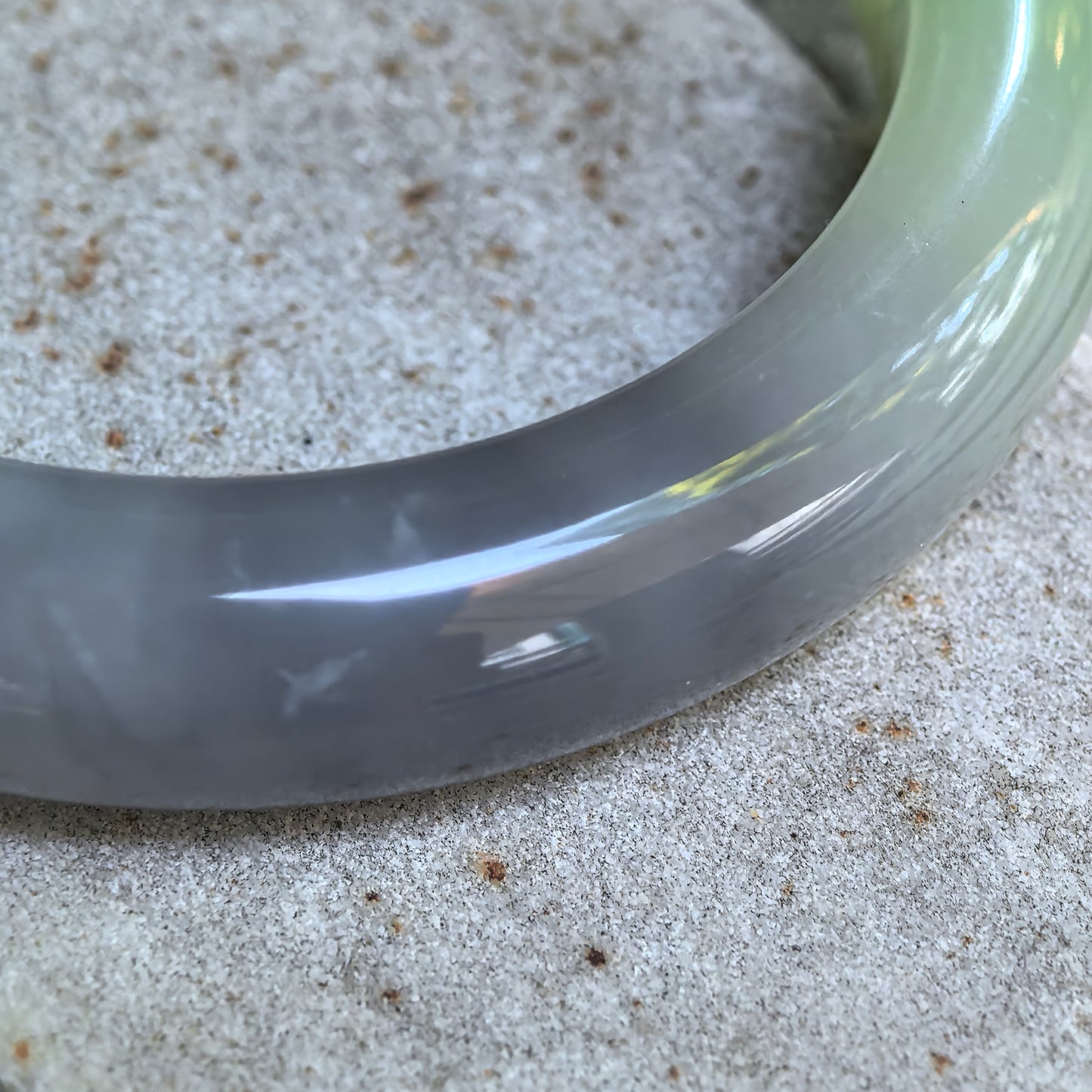 Smoky Purple & Celadon Green Two-tone D-Shape Nephrite Bangle – 54mm