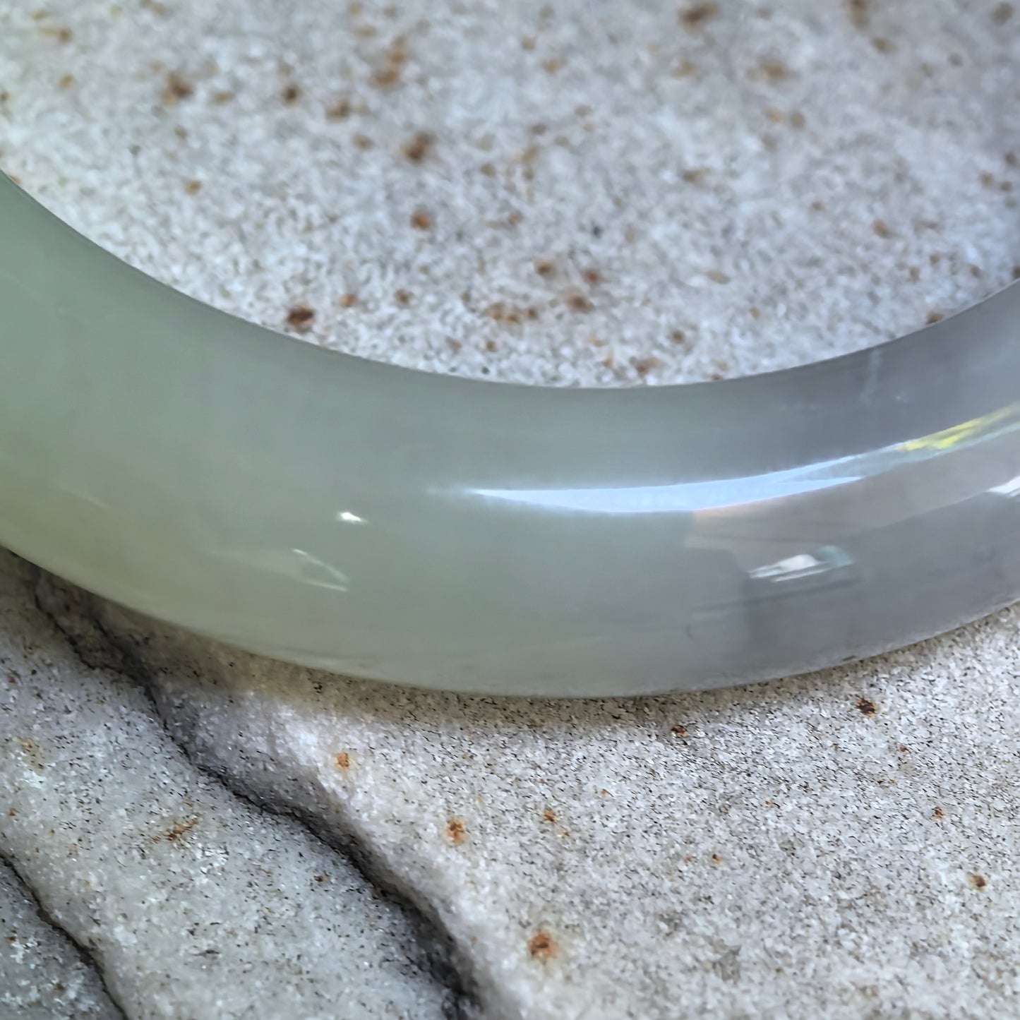 Smoky Purple & Celadon Green Two-tone D-Shape Nephrite Bangle – 54mm