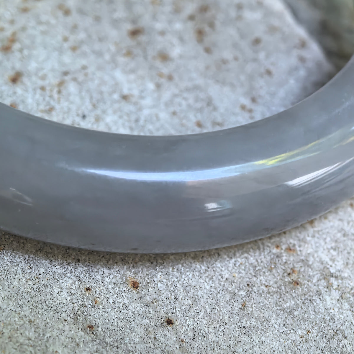 Smoky Purple & Celadon Green Two-tone D-Shape Nephrite Bangle – 54mm