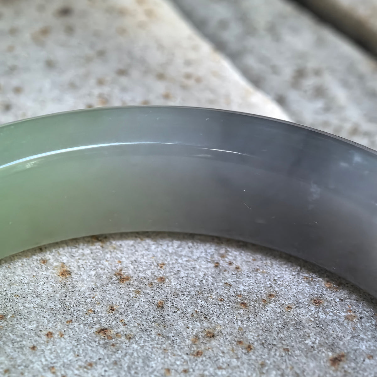 Smoky Purple & Celadon Green Two-tone D-Shape Nephrite Bangle – 54mm