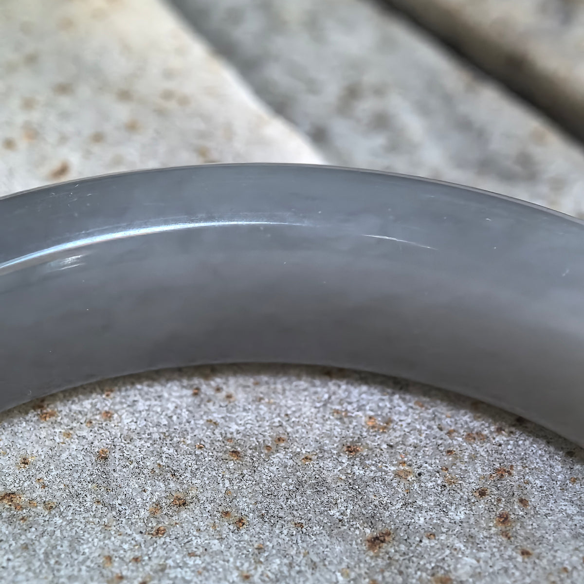Smoky Purple & Celadon Green Two-tone D-Shape Nephrite Bangle – 54mm