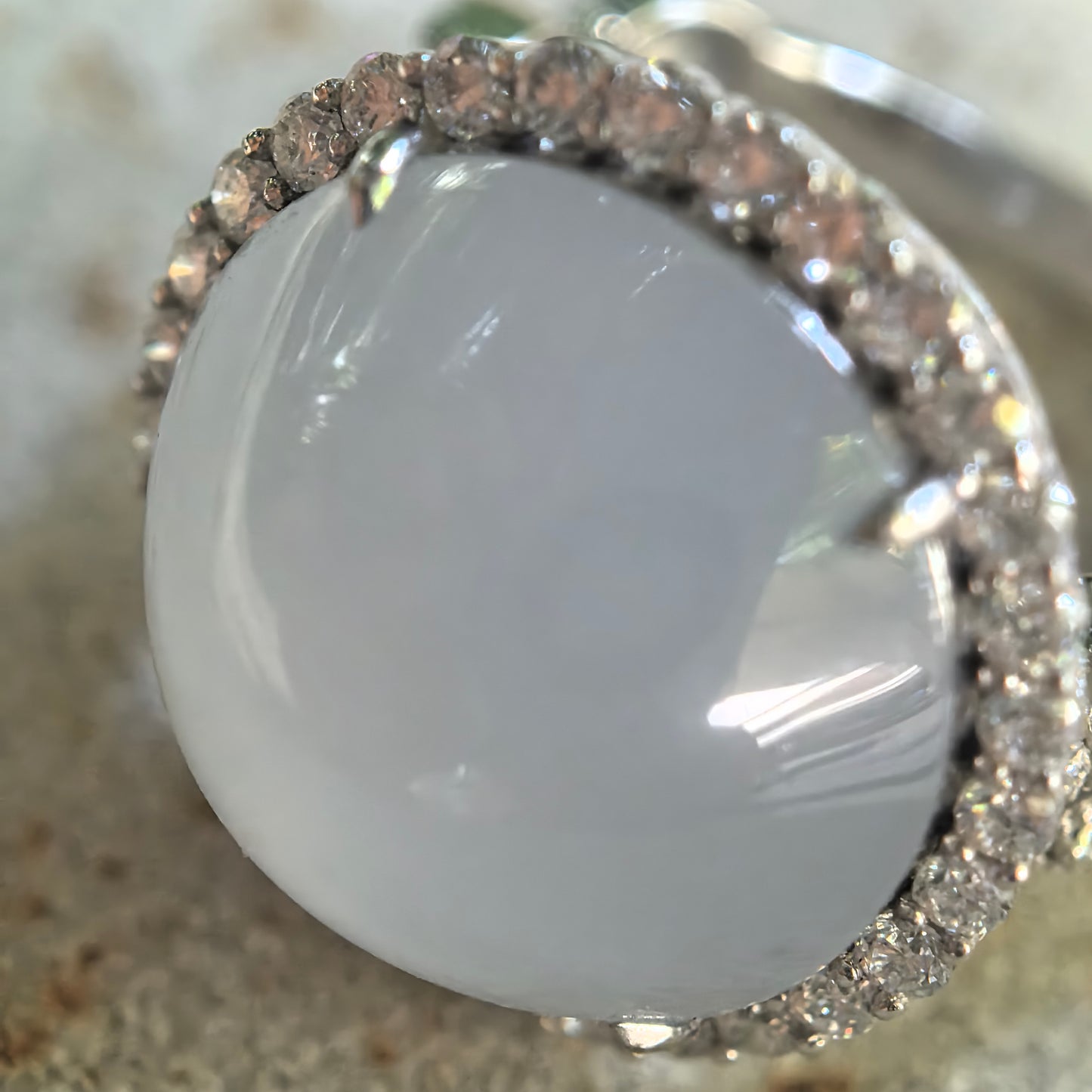 Icy Glutinous Light Blue Cabochon Jadeite Ring – US7.25