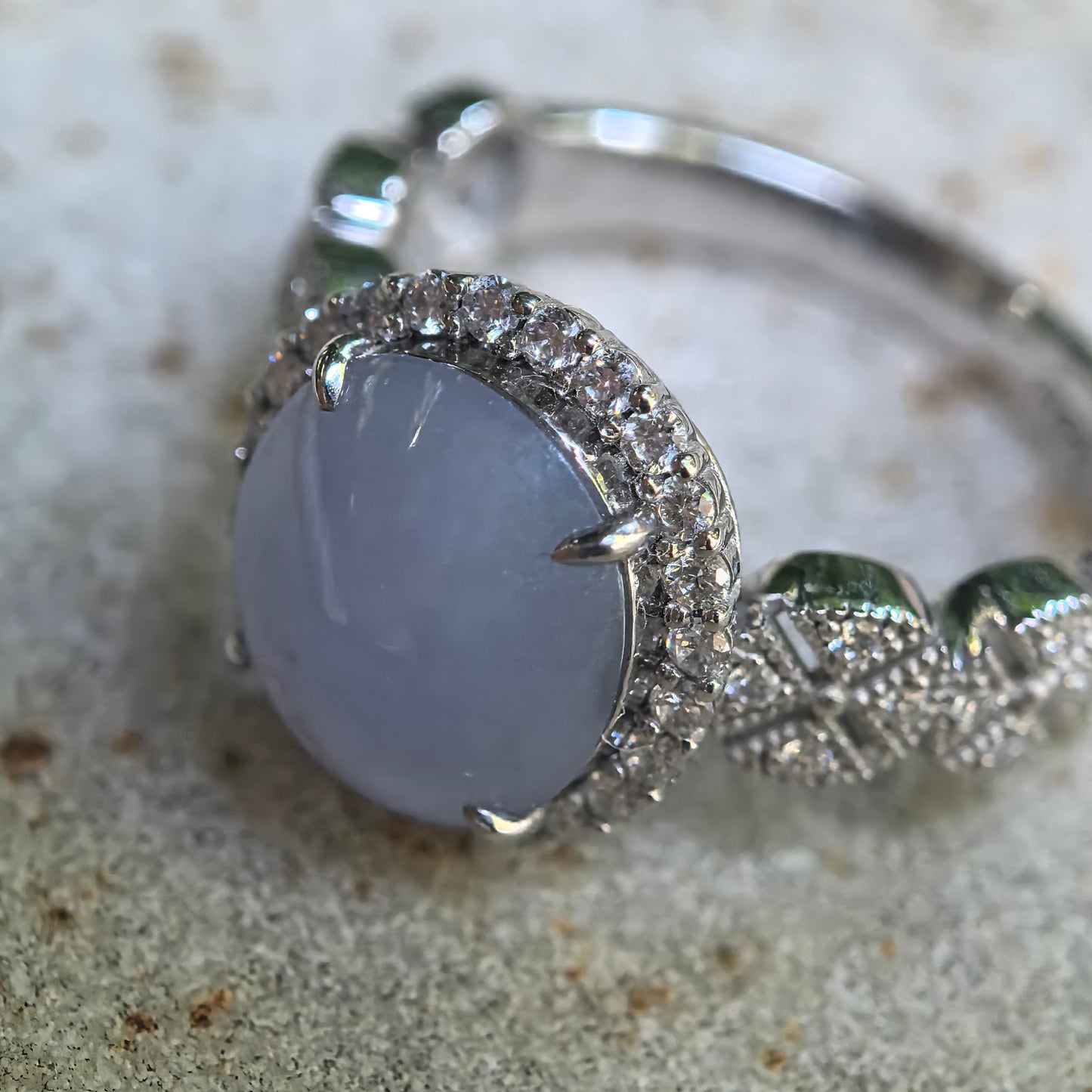 Glutinous Rich Lavender Cabochon Jadeite Ring – US7.5