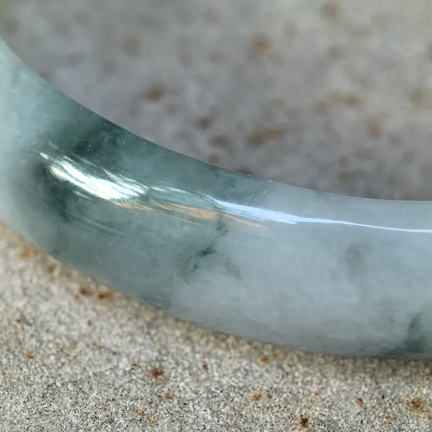 Natural Grade-A Glutinous Green Floating Flower Carved Oval Jadeite Bangle · Burmese Jade 50mm