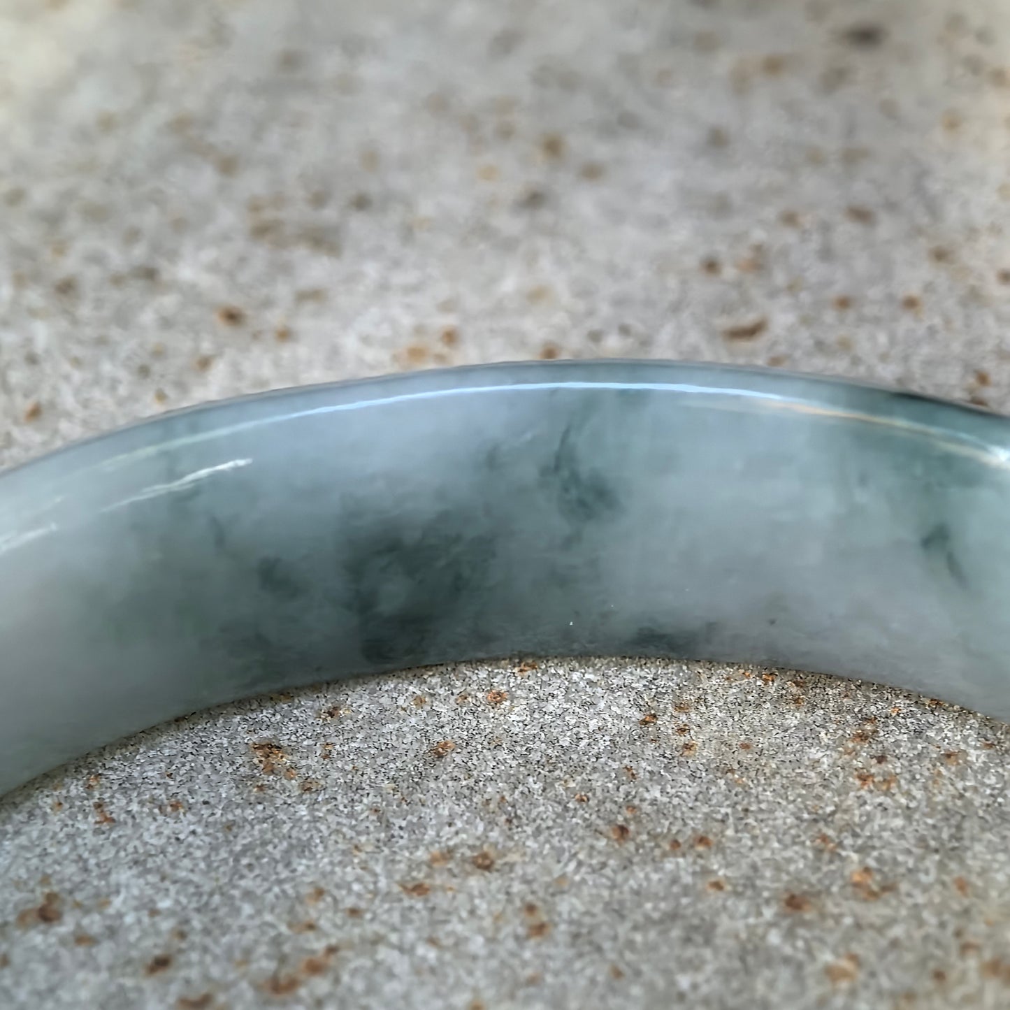 Natural Grade-A Glutinous Green Floating Flower Carved Oval Jadeite Bangle · Burmese Jade 50mm