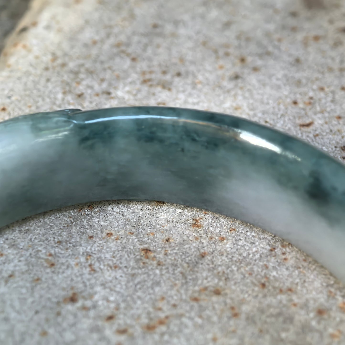 Natural Grade-A Glutinous Green Floating Flower Carved Oval Jadeite Bangle · Burmese Jade 50mm