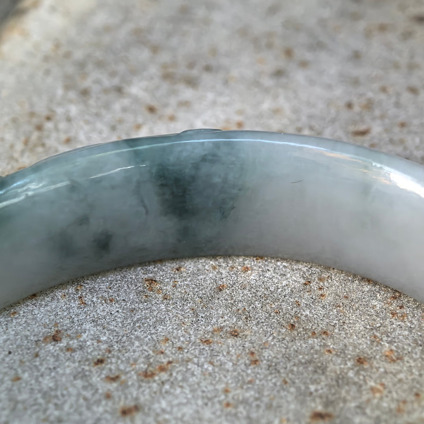 Natural Grade-A Glutinous Green Floating Flower Carved Oval Jadeite Bangle · Burmese Jade 50mm
