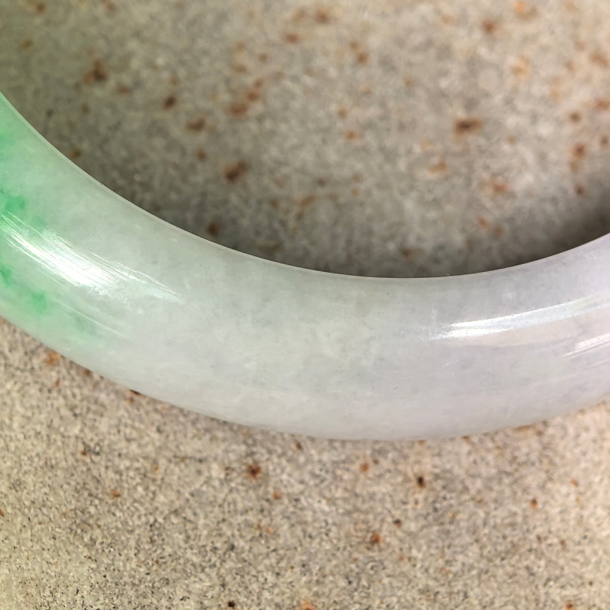 Glutinous Lavender-Green D-Shape Jadeite Bangle – 54mm