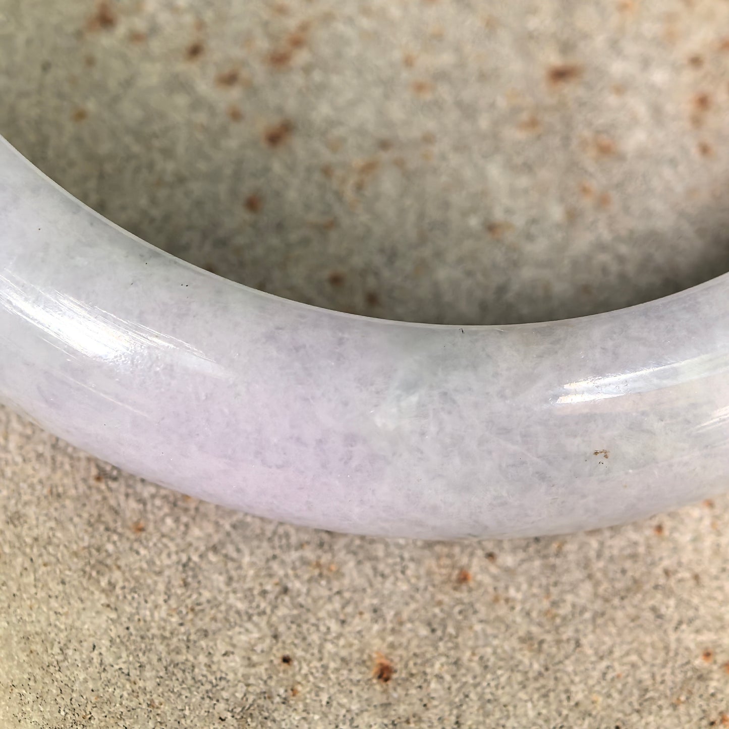 Glutinous Lavender-Green D-Shape Jadeite Bangle – 54mm