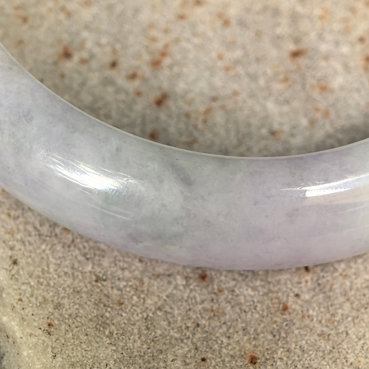 Glutinous Lavender-Green D-Shape Jadeite Bangle – 54mm