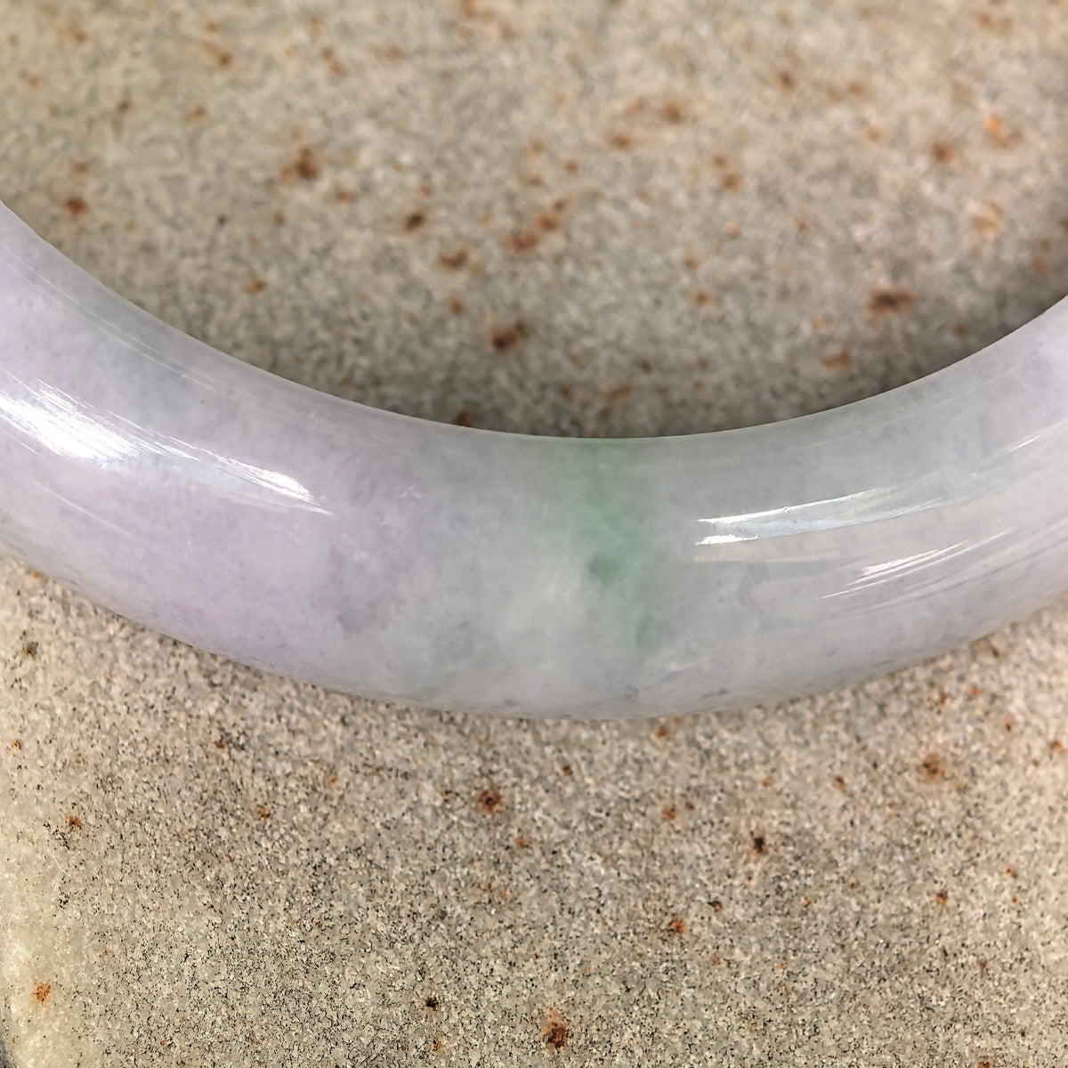 Glutinous Lavender-Green D-Shape Jadeite Bangle – 54mm