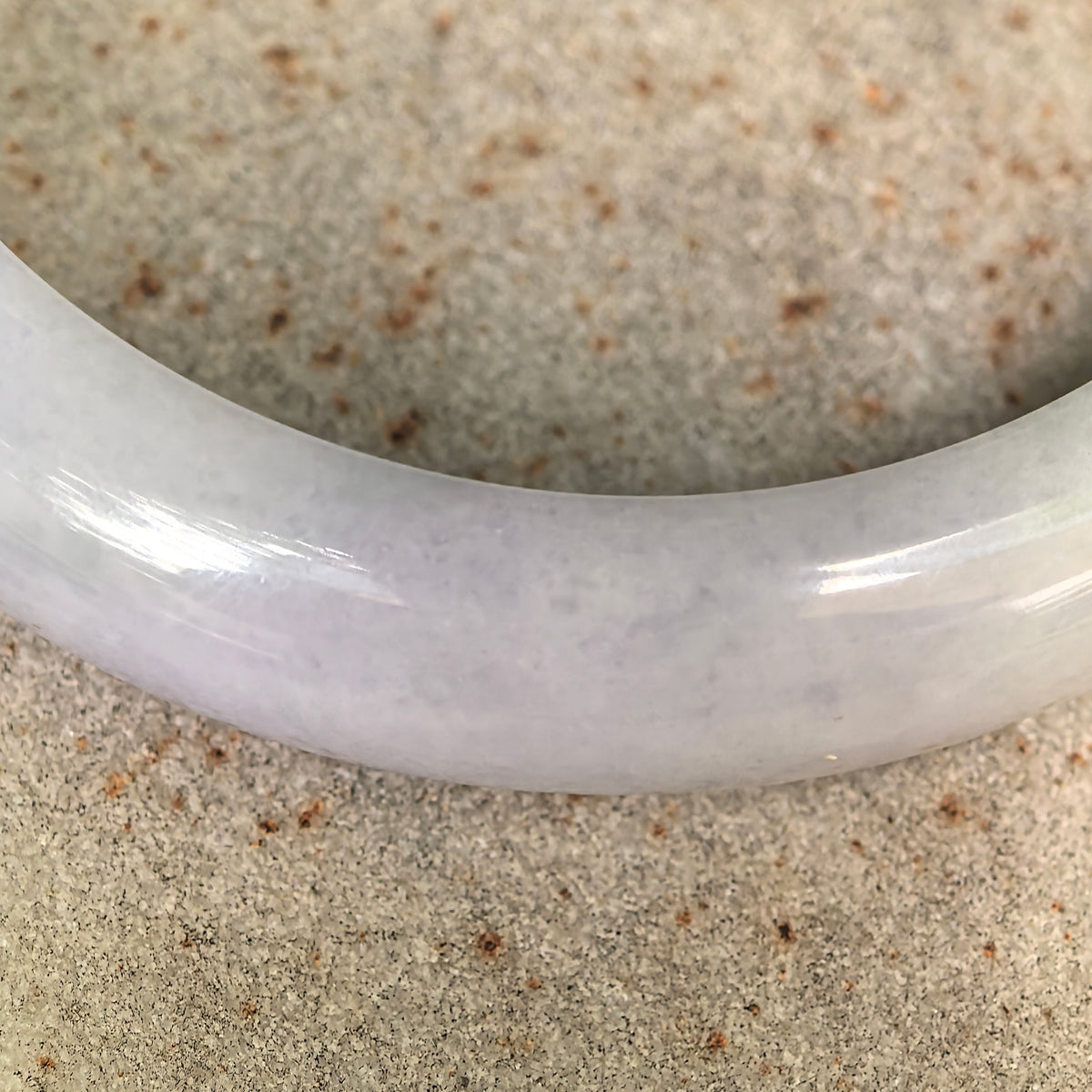 Glutinous Lavender-Green D-Shape Jadeite Bangle – 54mm