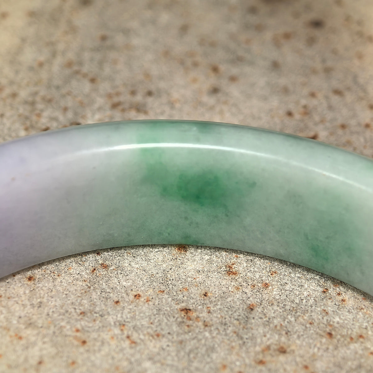 Glutinous Lavender-Green D-Shape Jadeite Bangle – 54mm