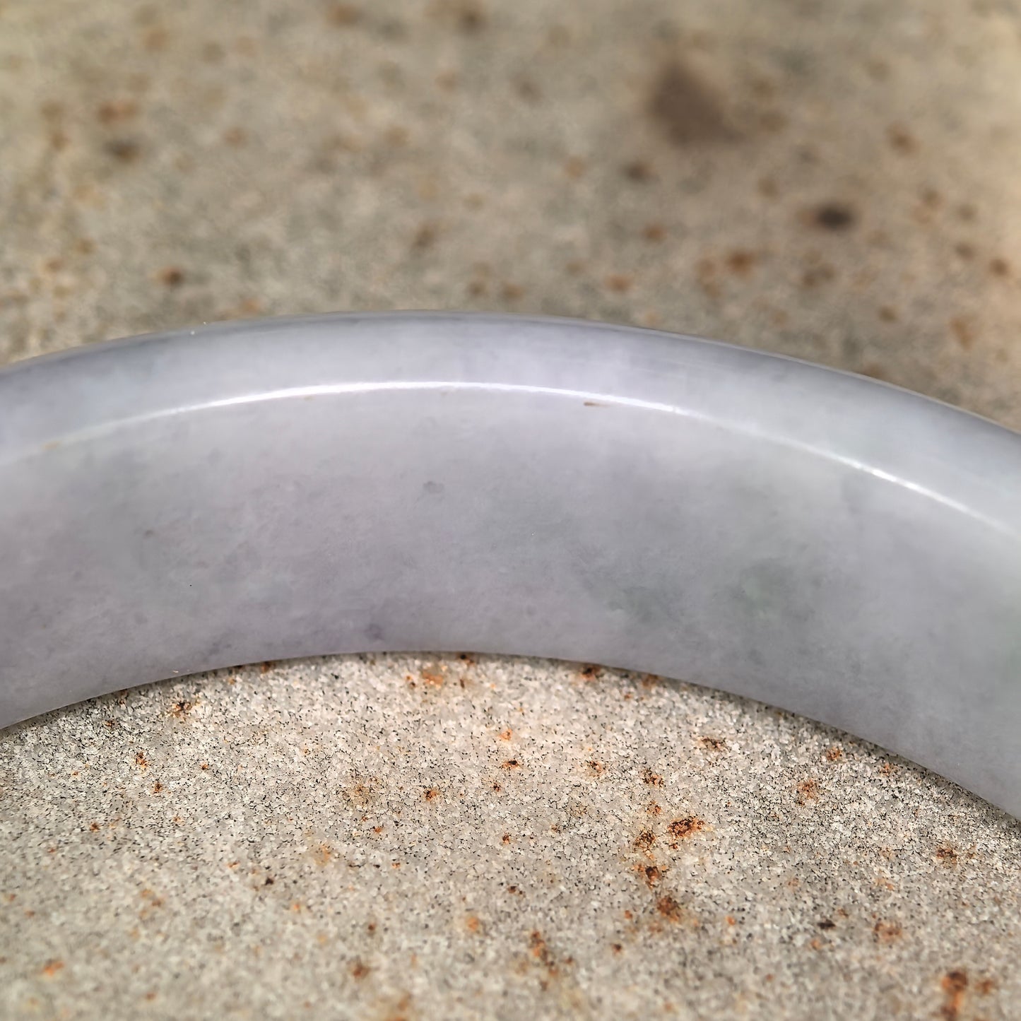 Glutinous Lavender-Green D-Shape Jadeite Bangle – 54mm