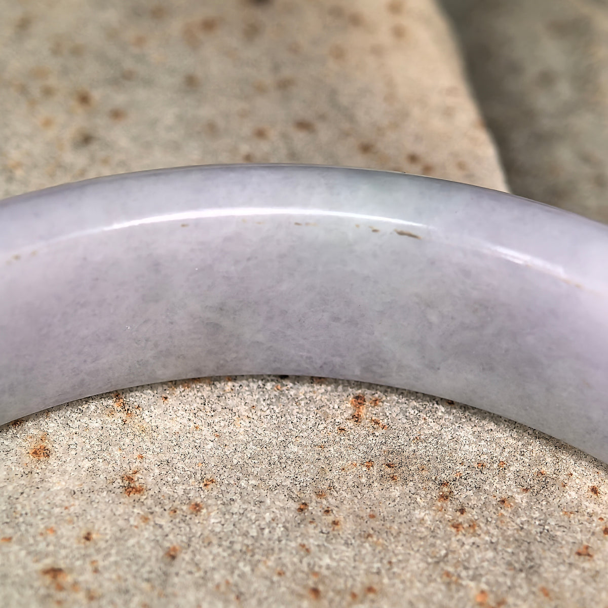 Glutinous Lavender-Green D-Shape Jadeite Bangle – 54mm